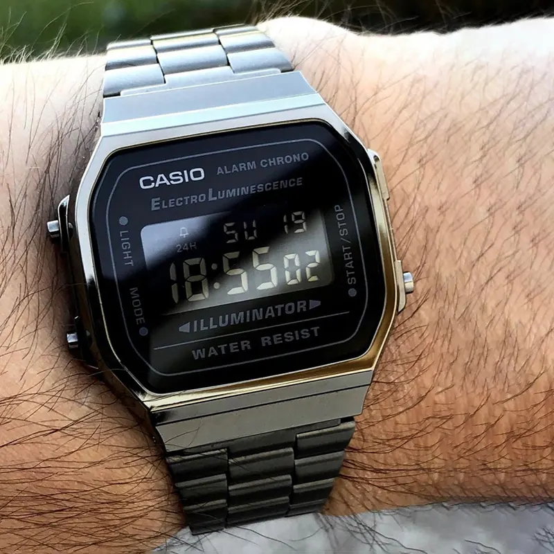 Casio Vintage Japan Quartz Black Digital Dial Watch- A168WGG-1B